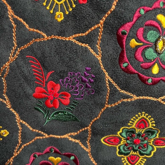 EGO Black Embroidered Tote Bag with Vibrant Patterns - Picture 2 of 4